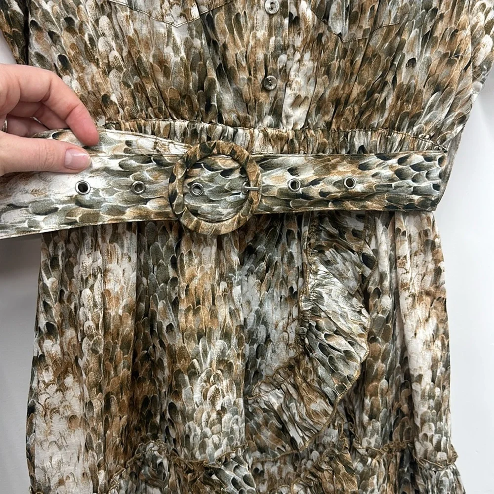 Steele brown cotton shirt dress ruffle M - Picture 4 of 7